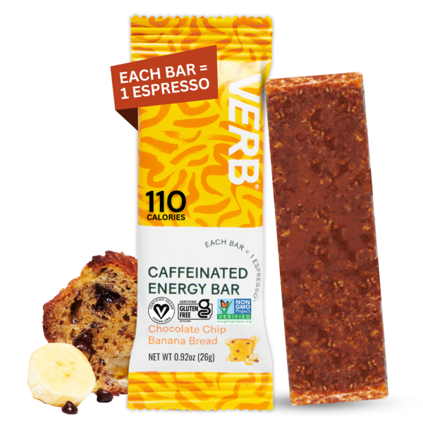 Verb Energy Chocolate Chip Banana Bread, Caffeinated Energy Bar hero