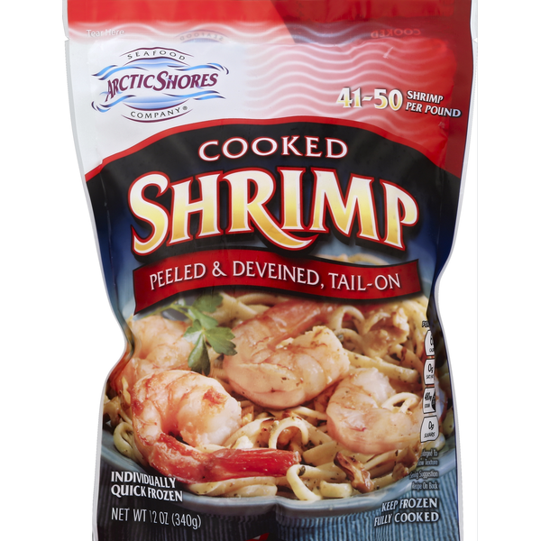 Packaged Seafood Arctic Shores Shrimp, Cooked, Peeled & Deveined, Tail-Off hero