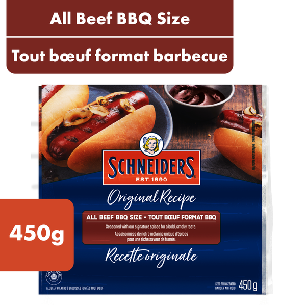 Hot Dogs, Bacon & Sausage Schneiders All Beef Hot Dogs BBQ Size hero