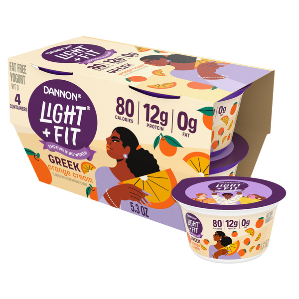 Yogurt Dannon Light + Fit Orange Cream Greek Nonfat Yogurt Cups hero