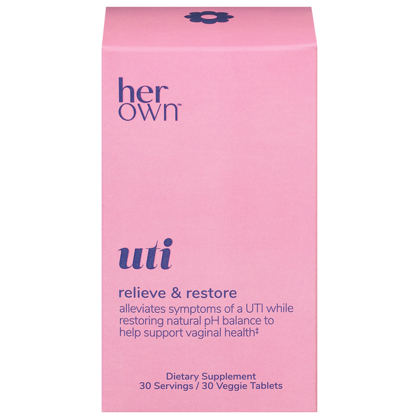 Her Own UTI, Relieve & Restore, Veggie Tablets hero