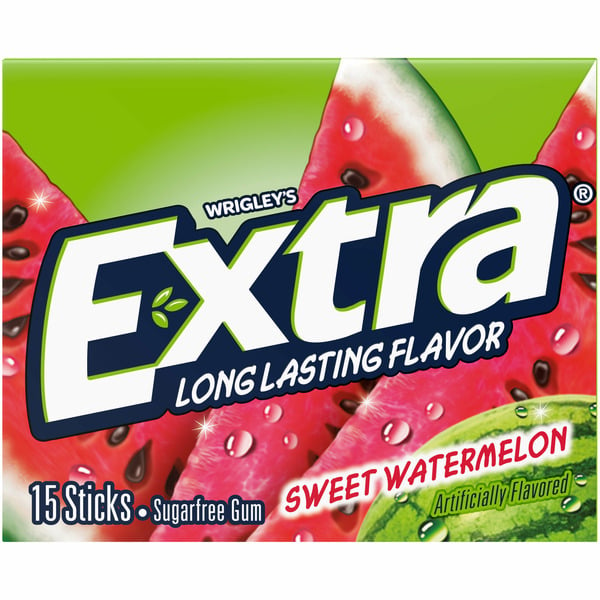 Mint & Gum Extra Gum Sweet Watermelon Sugar Free Chewing Gum Single Pack Stick hero