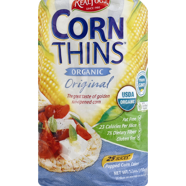 Chips & Pretzels Del Real Foods Organic Corn Thins, Original hero