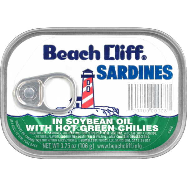 Canned Meat & Seafood Beach Cliff Sardines in Soybean Oil, with Hot Green Chilies hero