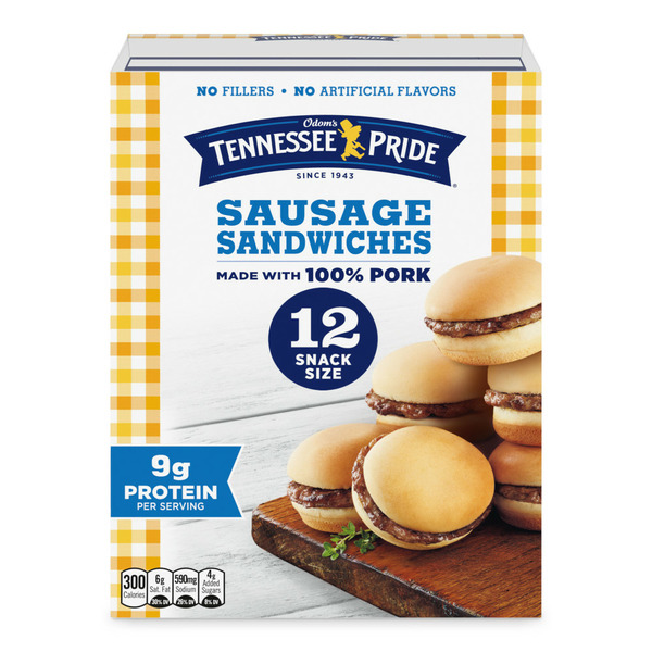 Frozen Breakfast Odom's Tennessee Pride Sausage and Biscuits, Snack Size Frozen Breakfast Sandwiches hero