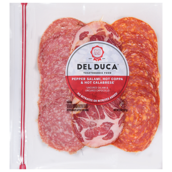 Lunch Meat-Prepackaged Del Duca Pepper Salami, Hot Coppa hero