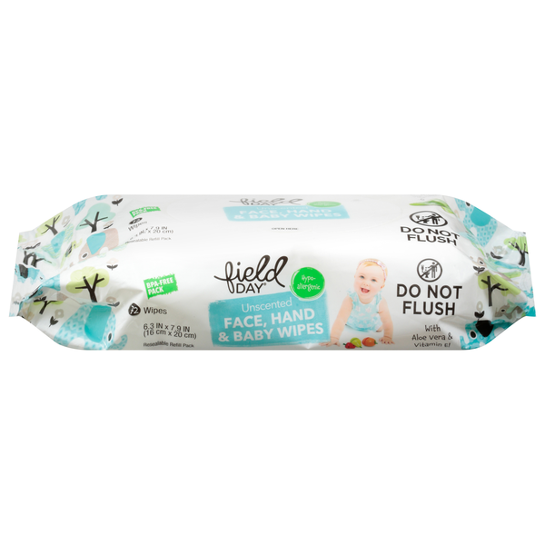 Diapers & Wipes FIELD DAY Face, Hand & Baby Wipes, Unscented hero