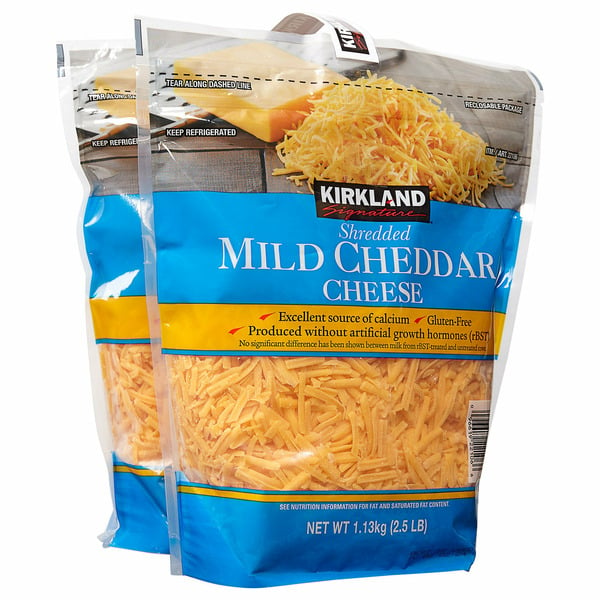 Cheese Kirkland Signature Mild Cheddar Shredded, 2 x 40 oz hero