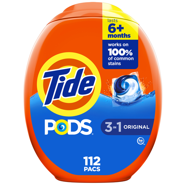 Laundry Tide PODS Laundry Detergent Pacs, Original Scent, 112 Count hero