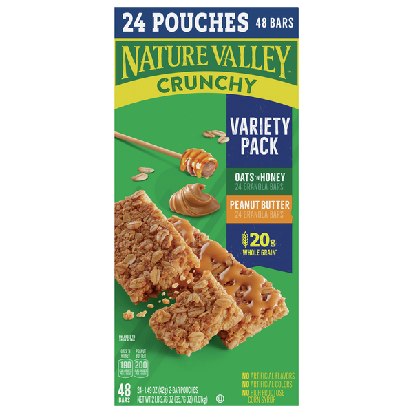 Energy & Granola Bars Nature Valley Granola Bars, Oats 'N Honey/Peanut Butter, Crunchy, Variety Pack hero