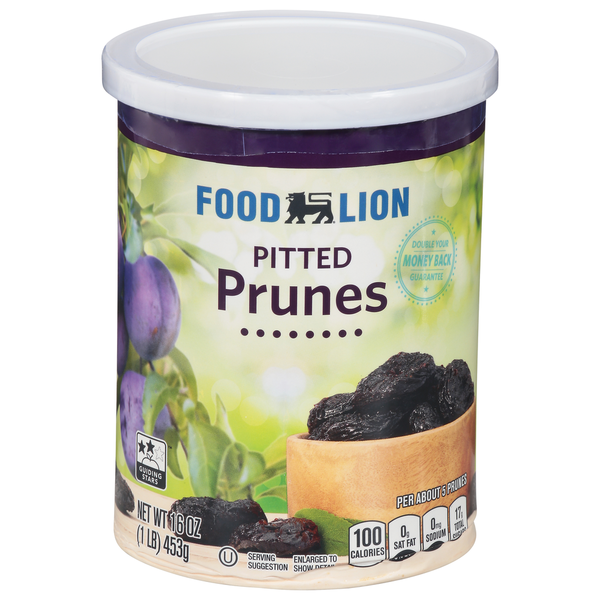 Canned Fruit & Applesauce Food Lion Prunes, Pitted, Cup/Tub hero