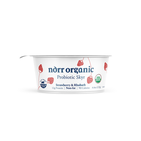 Yogurt Norr Organic Probiotic Skyr Yogurt Non-fat, Strawberry & Rhubarb hero