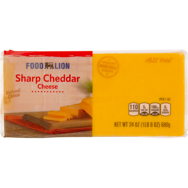 Packaged Cheese Food Lion Natural Sharp Cheddar Cheese hero