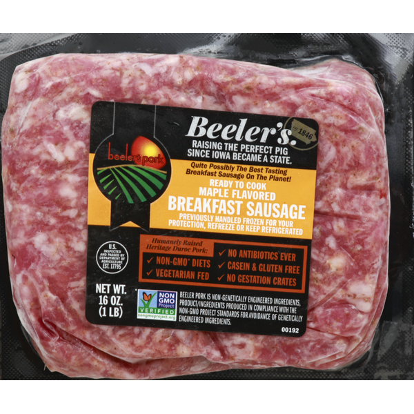 Hot Dogs, Bacon & Sausage Beelers Breakfast Sausage, Maple Flavored hero