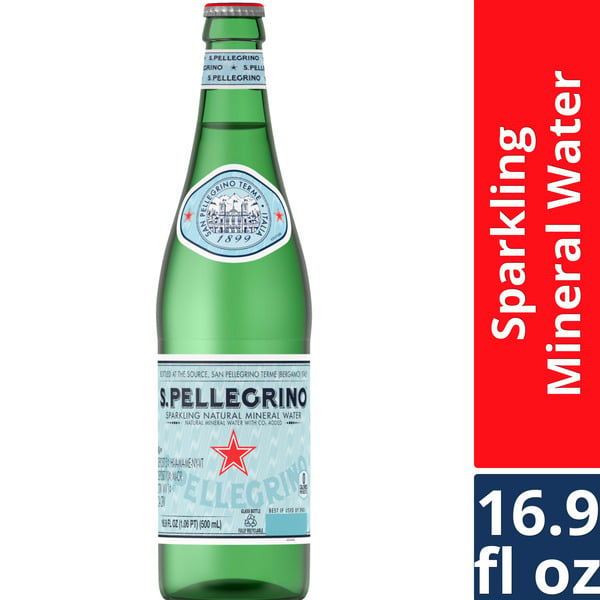 Water, Seltzer & Sparkling Water San Pellegrino Sparkling Natural Mineral Water Glass Bottle hero