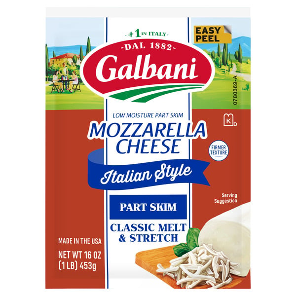 Packaged Cheese Galbani Part Skim Milk Low Moisture Mozzarella Cheese hero