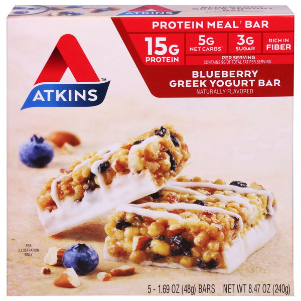 Energy & Granola Bars Atkins Protein Meal Bars, Blueberry Greek Yogurt hero