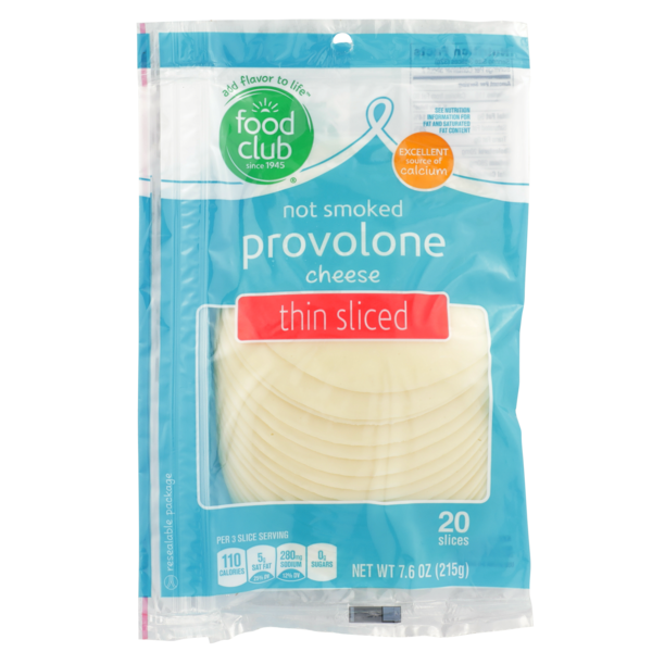 Packaged Cheese Food Club Not Smoked Provolone Thin Sliced Cheese hero