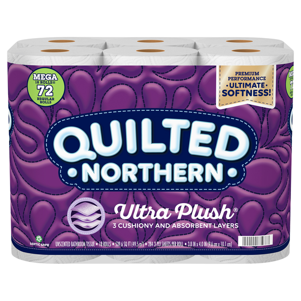 Paper Goods Quilted Northern Bathroom Tissue, Unscented, Mega Rolls, 3-Ply hero