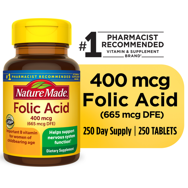 Vitamins & Supplements Nature Made Folic Acid 400 mcg (665 mcg DFE) Tablets hero