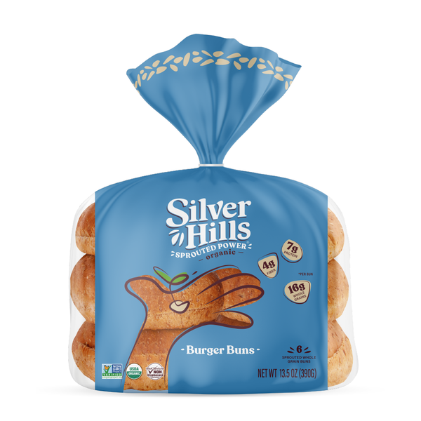 Buns & Rolls Silver Hills Bakery Sprouted Grain Organic Burger Buns hero