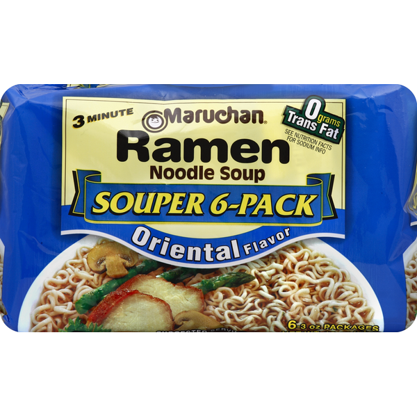 Instant Foods Maruchan Ramen Noodle Soup, Oriental Flavor, Souper 6-Pack hero