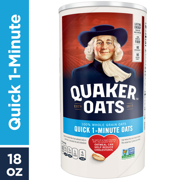 Cereal & Granola Quaker Oats, 100% Whole Grain, Quick 1-Minute hero