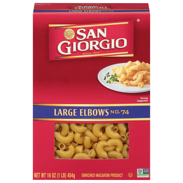 Dry Pasta San Giorgio Elbows, Large, No. 74 hero