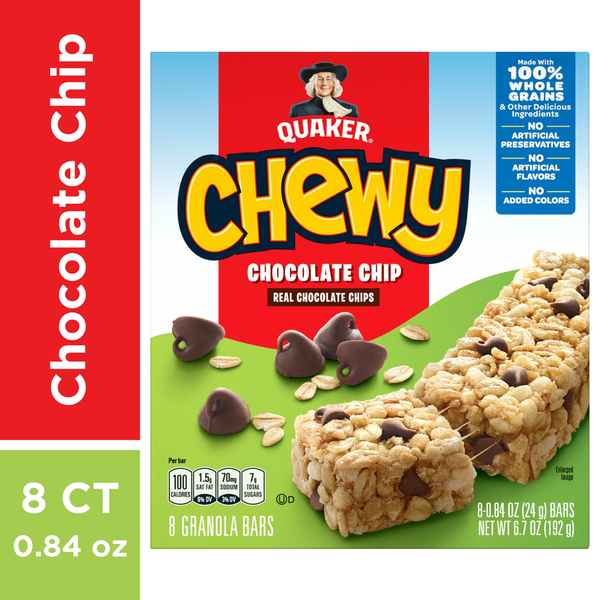 Protein, Energy & Granola Bars Quaker Granola Bars, Chocolate Chip hero