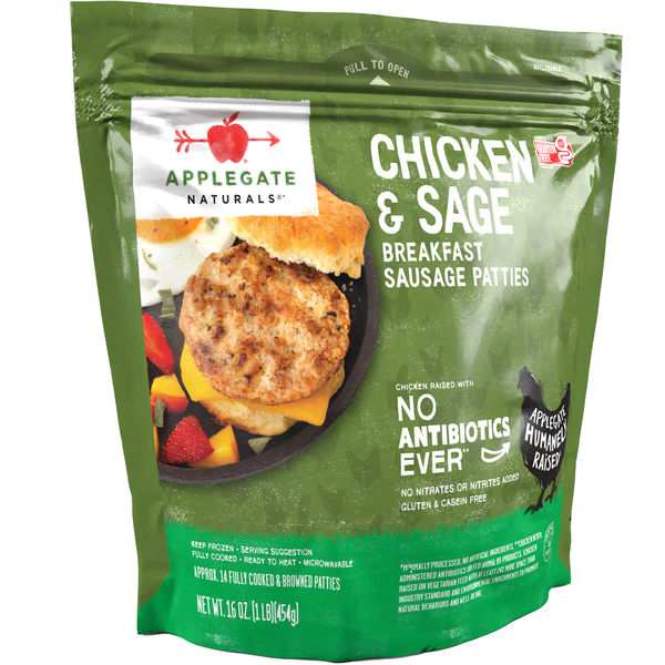 Frozen Breakfast Applegate Chicken & Sage Breakfast Sausage Patties (Frozen) hero