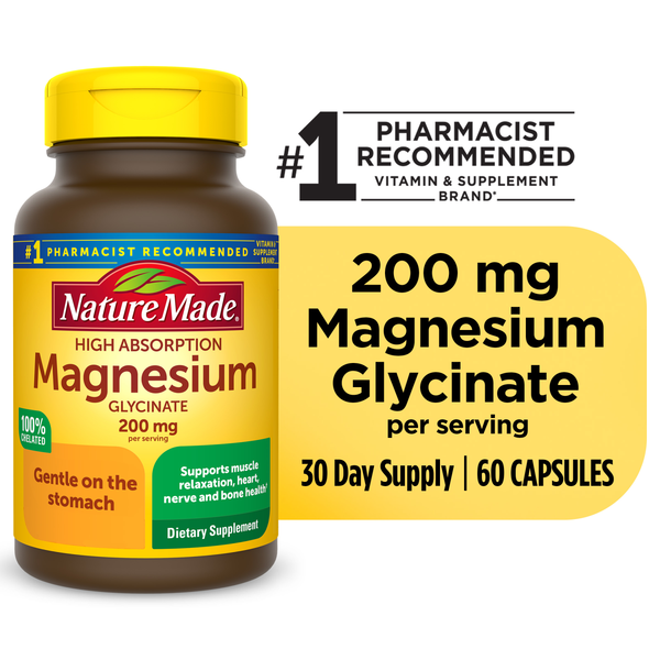 Vitamins & Supplements Nature Made Magnesium Glycinate 200 mg per serving Capsules hero