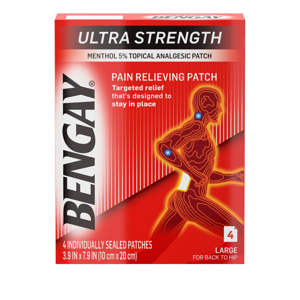 Muscles, Joints & Pain Relief BENGAY Ultra Strength Pain Relief Patch, 3.9 X 7.9 In hero