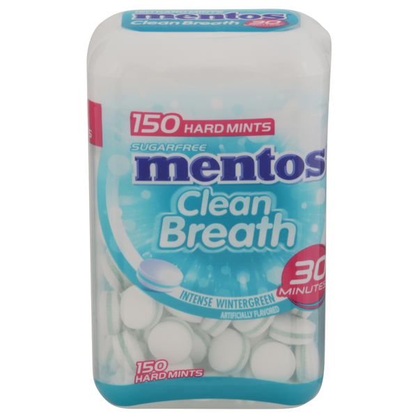 Mint & Gum Mentos Hard Mints, Sugarfree, Clean Breath, Intense Wintergreen hero