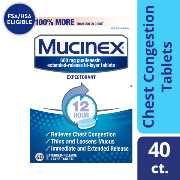 Cold, Flu & Allergy Mucinex 12-Hour Chest Congestion Expectorant Tablets hero