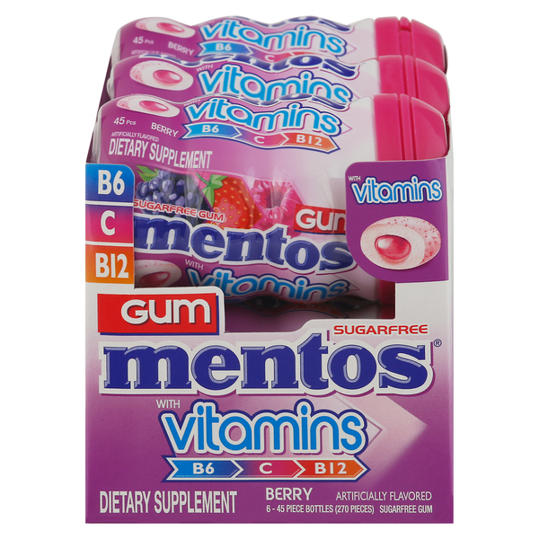 Mint & Gum Mentos Gum, Sugarfree, Berry hero