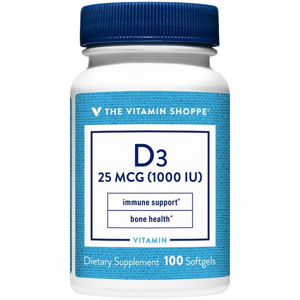 Vitamin D The Vitamin Shoppe Vitamin D3 - 1,000 IU (100 Softgels) hero