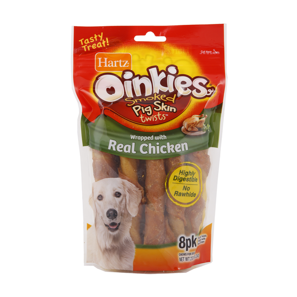 Dog Food & Care Hartz Oinkies Pig Skin Twists Wrapped with Real Chicken hero