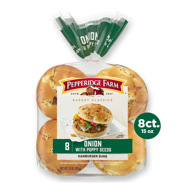 Packaged Bread Pepperidge Farm Onion with Poppy Seeds Hamburger Buns hero