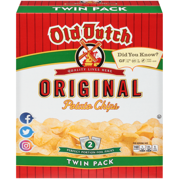 Chips & Pretzels Old Dutch Original Potato Chips Twin Pack hero