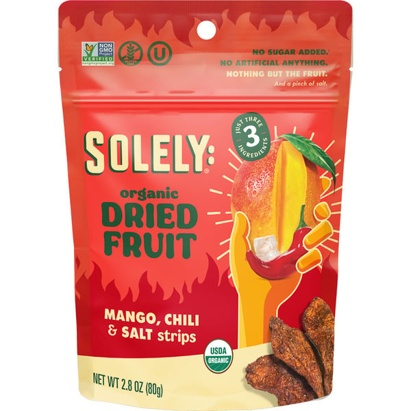 Nuts, Seeds & Dried Fruit Solely Organic Mango Strips with Chili & Salt hero