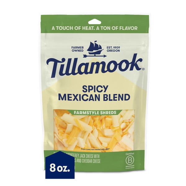 Packaged Cheese Tillamook Shredded Cheese, Mexican 2 Cheese, Farmstyle Thick Cut hero