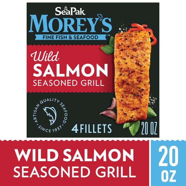 Frozen Meat & Seafood Morey's
 Wild Salmon Seasoned Grill, 4 Pack hero