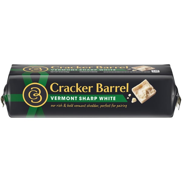 Packaged Cheese Cracker Barrel Vermont Sharp White Cheddar Cheese, oz Block hero