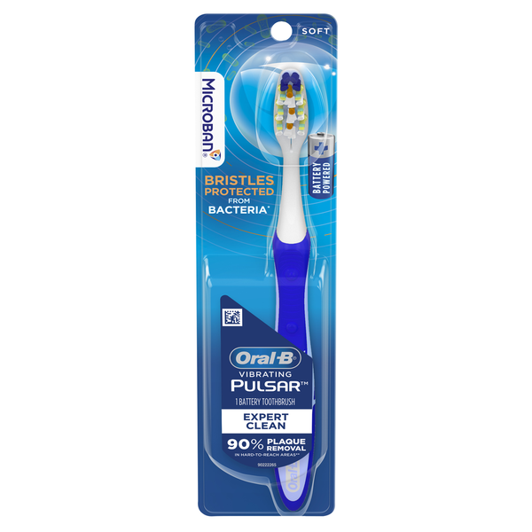 Oral Hygiene Oral-B Vibrating Pulsar Battery Toothbrush w/Microban, Plaque Remover for Teeth, Soft hero