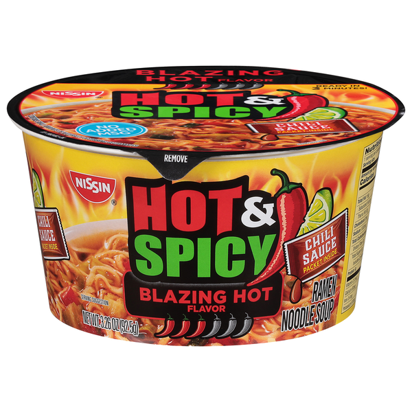 Instant Foods Nissin Hot & Spicy Blazing Hot Flavor Ramen Noodle Soup hero