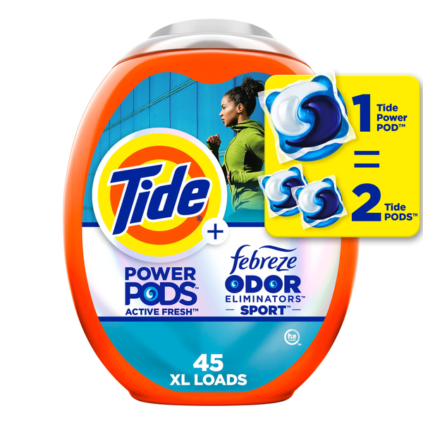 Tide Power Pods Laundry Detergent with Febreze Sport hero