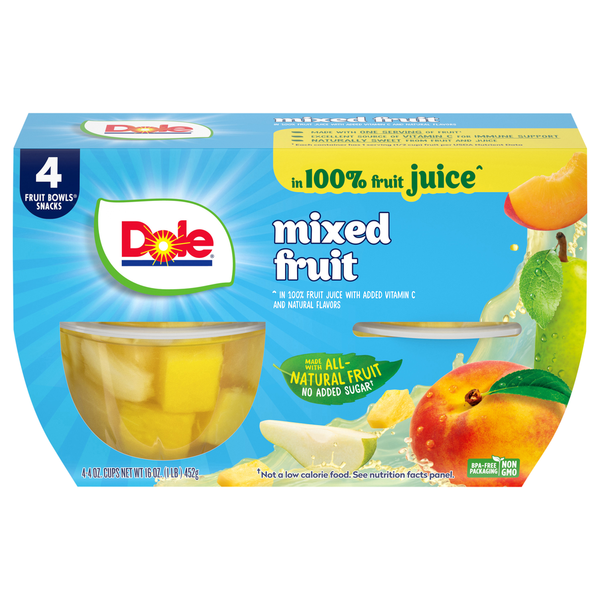 Canned/Pouch Fruit & Applesauce Dole Mixed Fruit, in 100% Fruit Juice hero