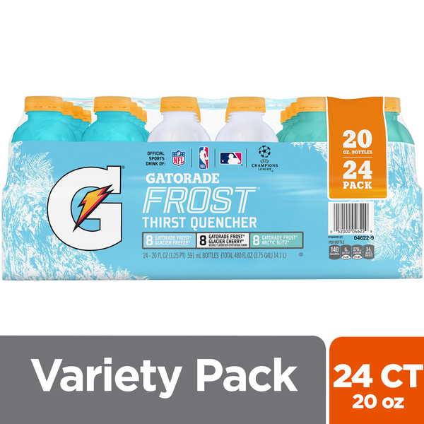 Energy & Sports Drinks Gatorade Thirst Quencher, Glacier Freeze/Glacier Cherry/Arctic Blitz, 24 Pack hero