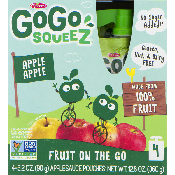 Canned Fruit & Applesauce GoGo Squeez Applesauce, Apple Apple, 4 Pack hero