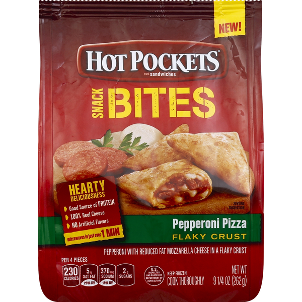 Frozen Appetizers & Sides Hot Pockets Snack Bites, Pepperoni Pizza, Flaky Crust hero